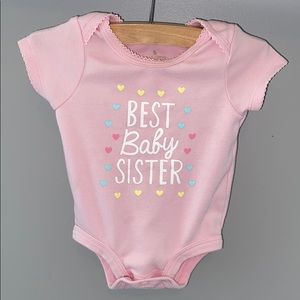 0-3M baby girls pink  “Best baby sister” onesie